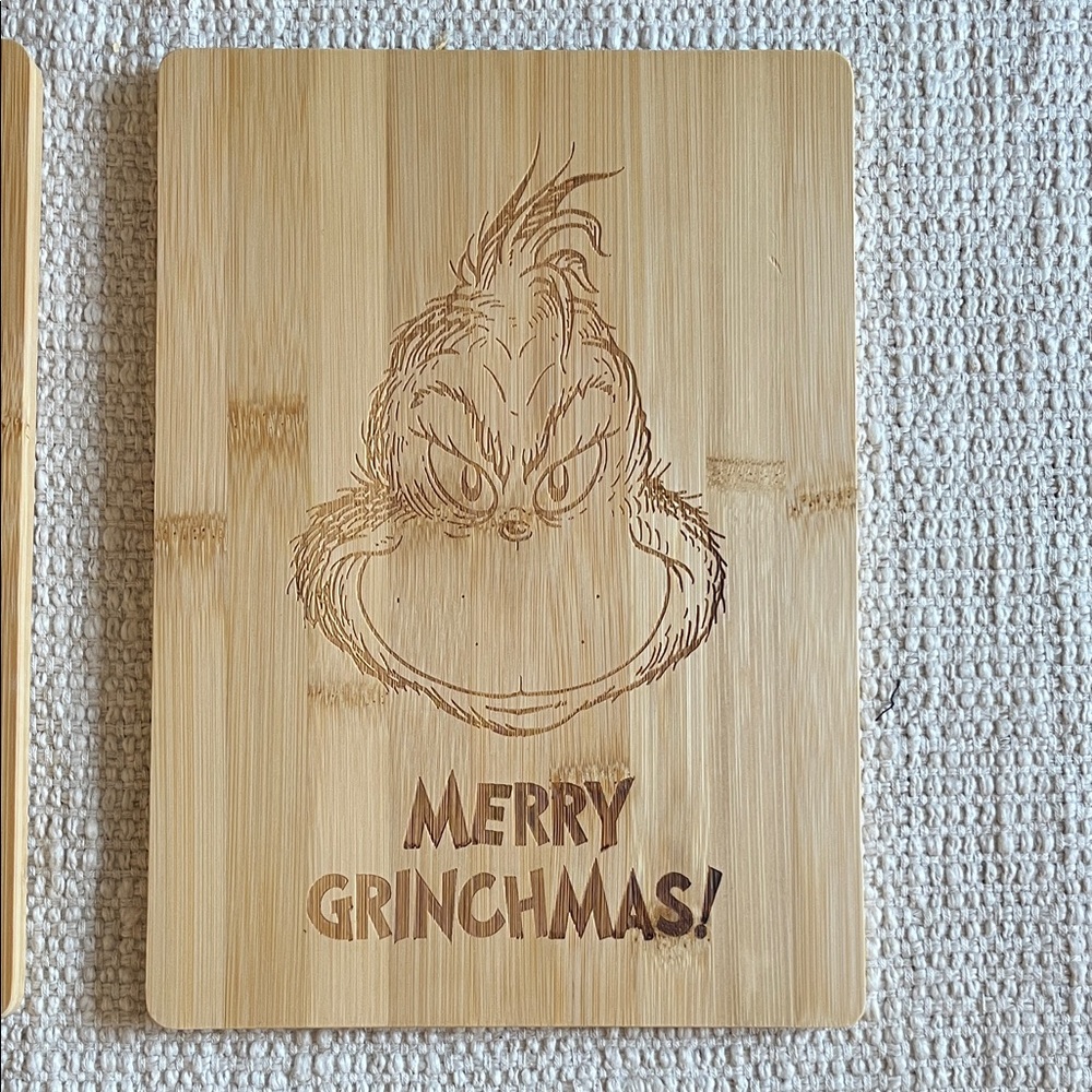 The Grinch Merry Grinchmas Bamboo Cutting Board 8x11 (B)